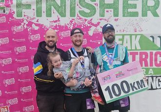 Dan Matt Zak and Cora after completing the peak district ultra challenge