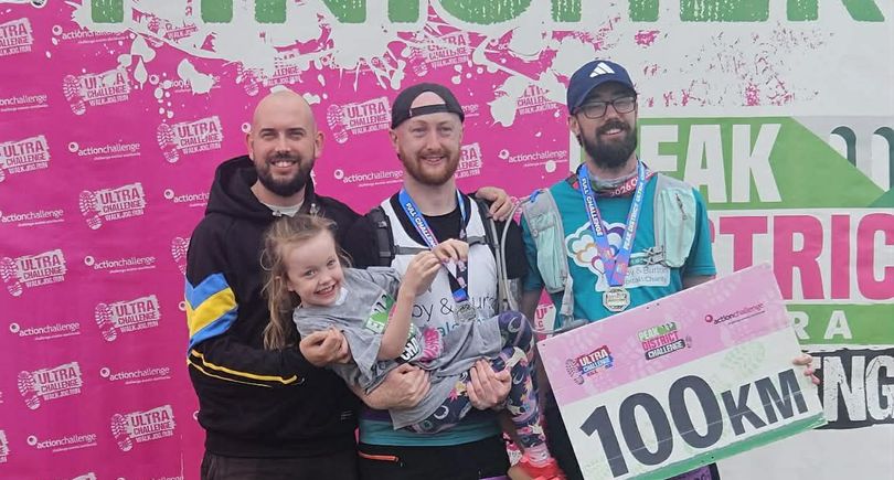 Dan Matt Zak and Cora after completing the peak district ultra challenge
