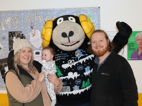 Derby County Football Club pays Christmas visit to children and families at Royal Derby Hospital