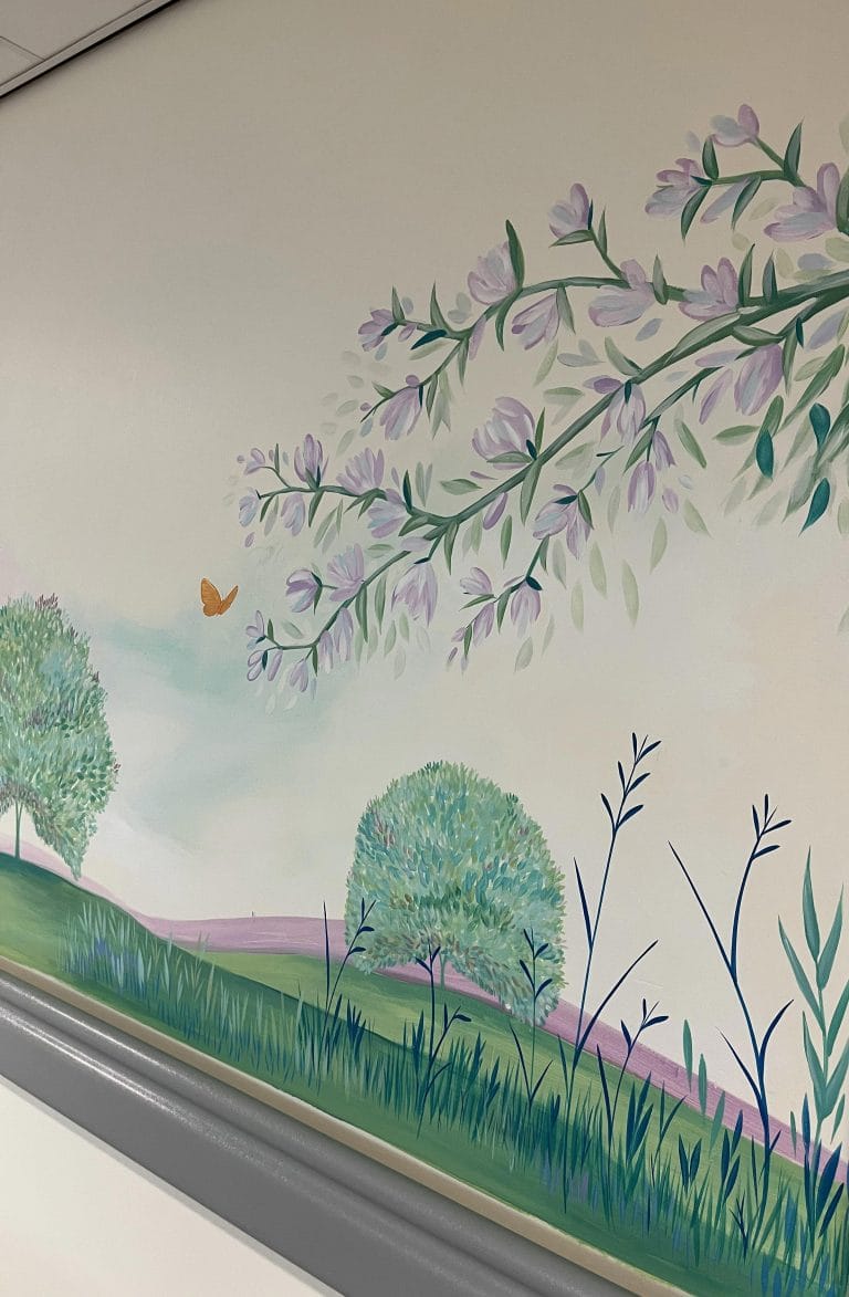 mural on the nightingale macmillan unit showing trees and lavender